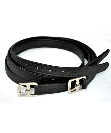 Equipride Calf Leathers Stirrups Non Stretchable Nylon Core Bonded Improved Quality Black & Brown Leather Black 56"