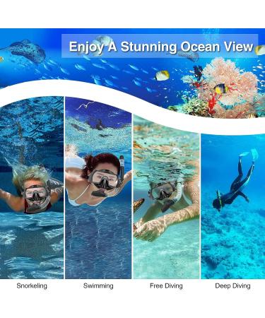 Tongtai Mask Fin Snorkel Set - Panoramic View Diving Gear for Adults & Kids - with Travel Bags - Professional Snorkel for Lap Swimming - Black ML/XL (9-13) - Buy Online on SooperMarket.com