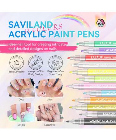 Saviland 12 Colors Nail Art Pens Set - 3D Nail Polish & Graffiti Dotting Tools for DIY Manicure & Salon Nail Art Design - Buy Online on SooperMarket.com