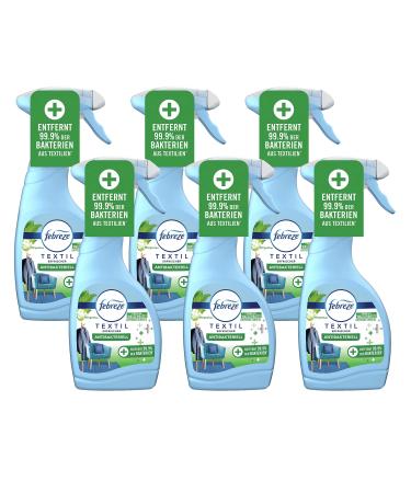 Set of 6 Febreze Antibacterial Textile Freshener Spray 500ml removes 99.9% of bacteria (6)