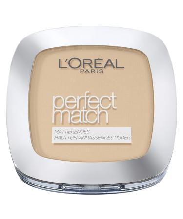 L'Or al Paris Powder Make Up Matting Compact Powder with SPF 8 including mirror and sponge Perfect Match Powder No. 4.N beige 9 g 4.N beige 9 g (1 Pack)