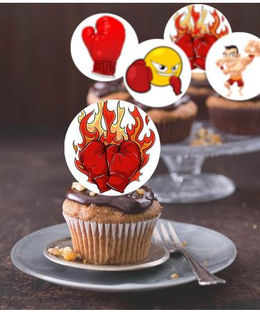 24 x Pre-Cut Boxing 5 Edible Stand up Wafer Paper Cupcake Toppers Cake Decorations Birthday Party Sport Martial Art - Buy Online on SooperMarket.com