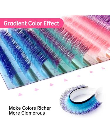 DIY Colored Gradient Lash Extensions 4 Colors Easy Fan 0.07mm D Curl 12mm 14mm 16mm Rainbow Eyelash Faux Mink Volume Eyelashes for Home and Salon Use Beauty7 - Buy Online on SooperMarket.com