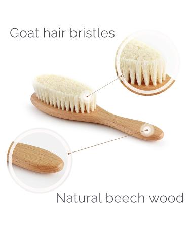 Natemia Wooden Baby Hair Brush - Soft Goat Bristles, Ideal for Newborns & Toddlers, Helps with Cradle Cap - Perfect Baby Registry Gift - Buy Online on SooperMarket.com