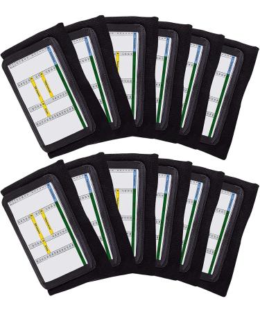 Pro Athletics QB Playbook Wristband - Football Quarterback Play Wristbands for Adult and Youth - Wrist Coach for All Sports with 3 Compartments Youth | 12-Pack Black