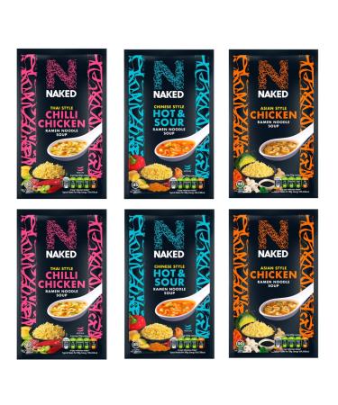 Naked Noodle Ramen Noodles Thai Chilli Chicken Soup x2 Naked Asian Style Chicken Ramen Noodle Soup x2 Naked Noodle Ramen Hot & Sour Soup x2