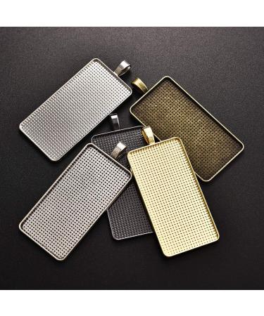 DROLE 30Pcs Pendant Trays Kit | Rectangle Bezels with Glass Cabochon | Jewelry Making Supplies - Buy Online on SooperMarket.com