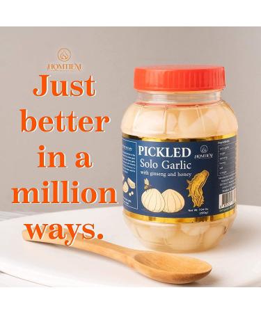 Homtiem Pickled Solo Garlic 7.04 Oz (200g) - Honey & Ginsen | Non-Additives, Non-Preservatives | Ideal for Spicy Pickled Garlic & Healthy Recipes - Buy Online on SooperMarket.com