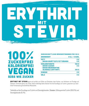 Erythrit + Stevia Natural Sugar Substitute - 1kg Doypack Zero Calories Healthy Alternative for Cooking & Baking - Buy Online on SooperMarket.com