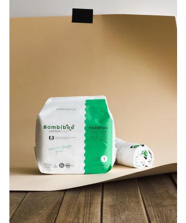 Bambibo Baby Diapers Size 1 (2-4kg) - Organic Cotton Disposable Diapers with Umbilical Neckline 84 Pieces - International Shipping Available - Buy Online on SooperMarket.com