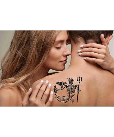 Dopetattoo Skeleton of Neptune Poseidon Temporary Tattoos - 6 Sheets, Neck Arm Chest, for Women Men Adults - Buy Online on SooperMarket.com