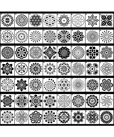 56 Pack Mandala Dot Painting Stencils Perfect for DIY Rock Painting Art Projects Mandala Stencils for Painting on Wood Furniture (3.6x3.6 inch)