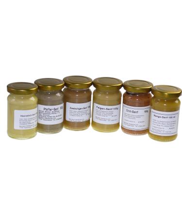 Wiedemer-Gourmet mustard set "Sweet-Schauf" Six of our popular mustard variations from sweet to sharp in a set-6 x 100g sweet-sharp set (6 x 100g)