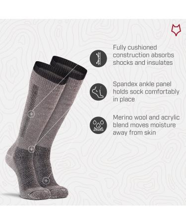 FoxRiver Snow Pack Over the Calf Merino Wool Skiing Socks 2 Pack - Black (Size 9-11.5) - Buy Online on SooperMarket.com