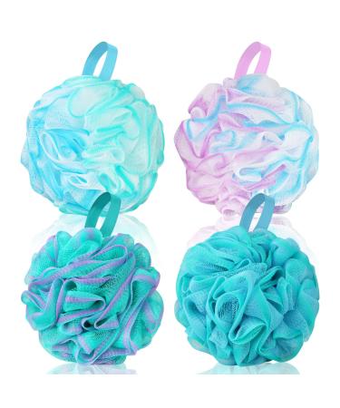 DIQC Shower Puff Loofah Extra Large Set of 4 75G/PC DIQC Soft Body Scrubber Bath Sponge for Women and Men Scrunchie Mesh Pouf Bathroom Sponge Skin Exfoliating 1 count (Pack of 4)