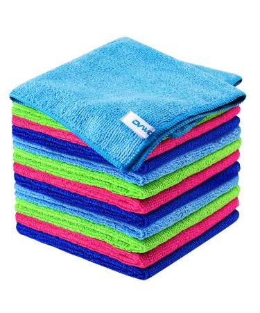 12Pcs Premium Microfiber Cleaning Cloth by ovwo - Highly Absorbent, Lint Free, Scratch Free, Reusable Cleaning Supplies - for Kitchen Towels, Dish Cloths, Dust Rag, Cleaning Rags in Household Cleaning