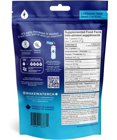 WakeWater Electrolytes Powder | Blue Raspberry 10 x 7g Electrolyte Powder Packets | Rapid Rehydration | Sugar Free | No Artificial Sweetener | 0 Calories | Keto & Paleo Friendly - Buy Online on SooperMarket.com