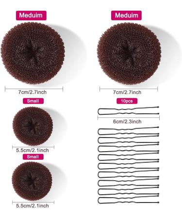 MORGLES 4pcs Brown Hair Bun Donut Set with Hair Pins - Perfect for Ballet Buns & Dancer Chignons - Buy Online on SooperMarket.com