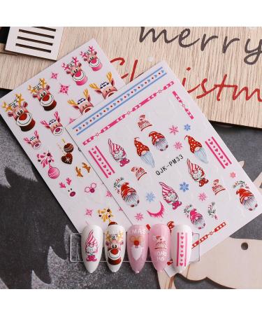 JMEOWIO 10 Sheets Christmas Pink Nail Art Stickers Decals Self-Adhesive Snowflake Winter Holiday Cute Elk Nail Supplies Nail Art Design Decoration Accessories - Buy Online on SooperMarket.com