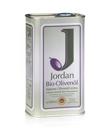 Jordan Bio Olive Oil - 1 L Canister Greek Bio Olive Oil from the island of Lesbos - traditional Handen from certified land - cold extraction on the day of the harvest - many outwardly 1 l (1 Pack)
