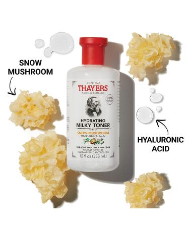 Thayers Milky Hydrating Face Toner with Snow Mushroom, Hyaluronic Acid & Elderflower - 12 FL oz | Gentle Alcohol-Free Skincare for Dry & Sensitive Skin - Buy Online on SooperMarket.com