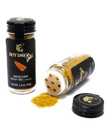 Bottarga Gold (Grated Wild Caught Cured Mullet Roe) Glass Jar 1.4 ounce 40 gm Kosher 1.4 Ounce (Pack of 1)