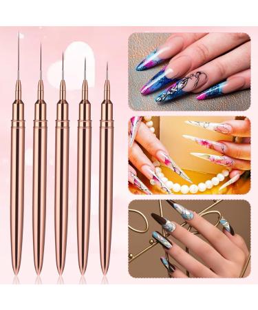 WLLHYF 5Pcs Nail Art Liner Brushes Painting Nail Art Brushes for Long Lines Details Fine Drawing Nail Dotting Drawing Tool Set 7mm/9mm/11mm/15mm/25mm(Gold - Buy Online on SooperMarket.com