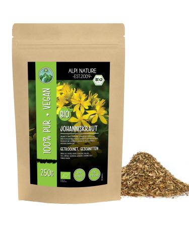 Organic dried St. John's wort cut organic St. John's wort tea St. John's wort from wild collection 100% natural without additives (250 GR (8.8oz))