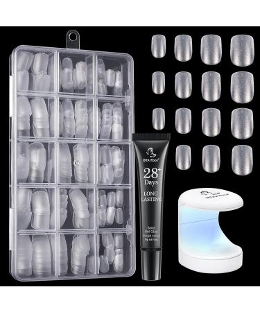 Buy Bartbox Squoval Short Nail Tips & Glue Gel Kit - 300 Soft Gel Nail Tips Set with Mini UV Lamp & Quick Gel Glue - Perfect for Nail Extensions - Buy Online on SooperMarket.com