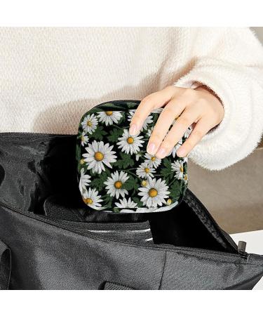 Daisies Green Leaf Sanitary Napkin Storage Bag | Menstrual Cup Pouch | Nursing Pad Holder | Portable Period Bag for Women & Teen Girls - 1Pcs, Multi-colored - Buy Online on SooperMarket.com