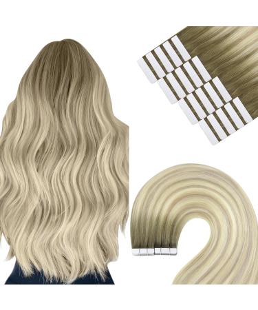 Youngsee Tape Extensions real hair ombre tape in extensions dark ashblond ombre platinum blond tape in extensions real hair extensions tape ombre tape in hair 50cm 20pcs 50g/60 50 cm 2- #18/60A/60