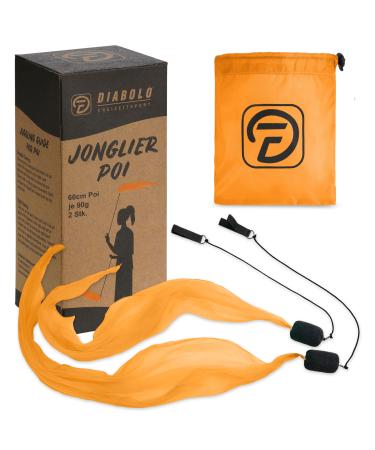 Diabolo leisure sports UV glowing Poi in orange - Angel Wings Spinning Pois. Spiral Pois soft Pois for beginners and professionals 60cm