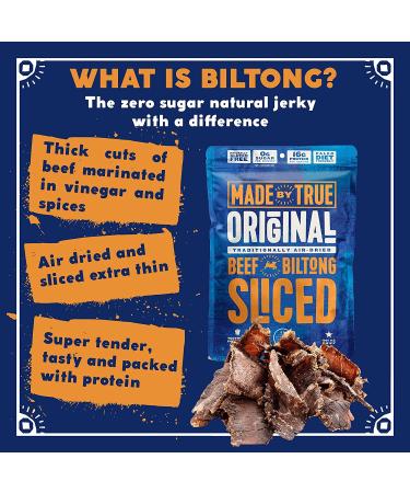True Beef Sliced Bites Variety Pack (2 oz, Pack of 5) - All Natural Zero-Sugar Jerky Biltong - High Protein Keto Paleo Diet Snack - Sugar-Free Gluten-Free Carb-Free - Buy Online on SooperMarket.com
