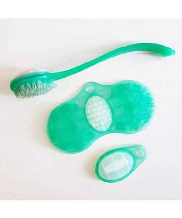 Body & Sole Spa Elite Gift Set | Includes Foot Scrubber Foot Brush with Pumice Stone and a Liquid Soap Dispenser to Pamper Your Feet Pack of 3 Foot Care Products (Green)