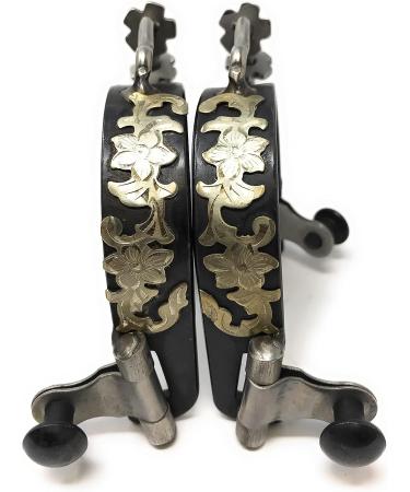 Antique Brown Flower Engraved Bumper Spurs with Rowels - Ladies | AJ Tack Wholesale - Buy Online on SooperMarket.com