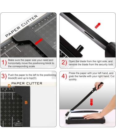 Paper Trimmer  A4 Paper Cutter Guillotine with Heavy Duty Gridded Base Cut Length 12 Sheets Capacity  Cutting Paper Machine for Home Office (Black) - Buy Online on SooperMarket.com