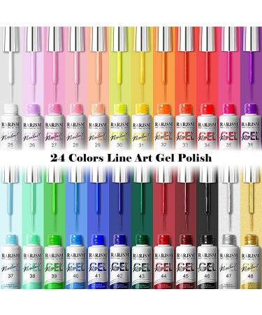 Buy RARJSM Nail Art Gel Liner Set - 24 Colors for Nail Art Design | Soak Off UV LED Curing | Glitter & Creative Painting - Buy Online on SooperMarket.com