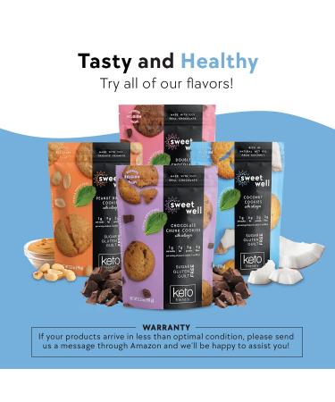 Sweetwell Coconut Cookies - Low Carb, Keto, Gluten-Free Snack with Real Ingredients, Stevia Sweetener, Collagen - Sugar-Free 3.2 oz (Pack of 3) - Buy Online on SooperMarket.com
