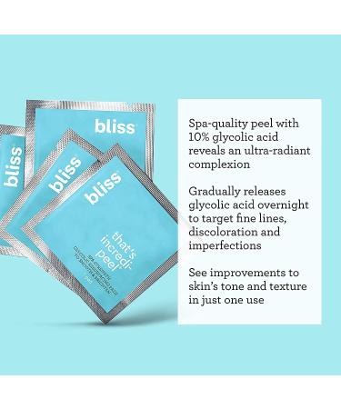 Bliss That's Incredi-Peel Glycolic Resurfacing Facial Pads - 15 ct - Exfoliate, Brighten, and Target Fine Lines - Vegan & Cruelty-Free - Buy Online on SooperMarket.com