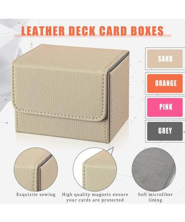 Yookeer 4-Piece Leather Deck Card Box Set for MTG Commander Decks - Gray, Orange, Pink, Horizontal - Buy Online on SooperMarket.com