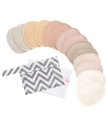 14-Pack Organic Nursing Pads - Washable Breast Pads for Breastfeeding, Nursing Bra Nipple Pads for Breastfeeding, Pumping Bra Reusable Breast Pads, Maternity Breastfeeding Bra Pads (Neutrals, L 4.8") Neutrals Large 4.8"