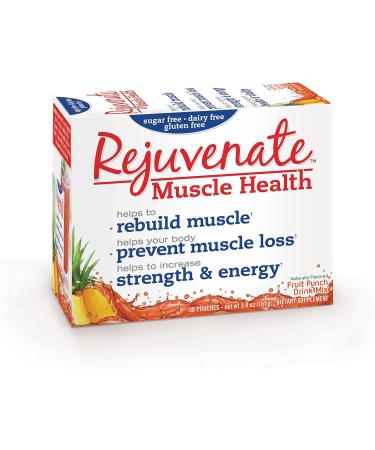 Rejuvenate Muscle Activator Drink Mix Sticks, Protein Powder Packets, Single Serving Protein Powder, Protein Powder Packets to Go - Fruit Punch, 30 Count