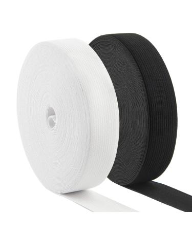 Coopay 22 Yards 1 Inch High Elastic Spool Knit Elastic Bands Heavy Stretch for Sewing  2 Rolls  11 Yards/Roll (Black and White  1 Inch) black and white 1 Inch