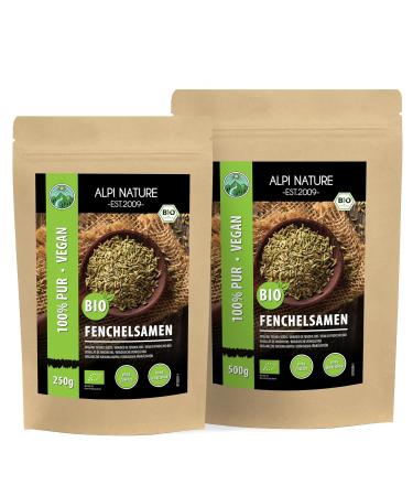 Organic Bio Fennel Seeds Whole 500g - Gluten-Free Lactose-Free Vegan Lab Tested Quality - Buy Online on SooperMarket.com