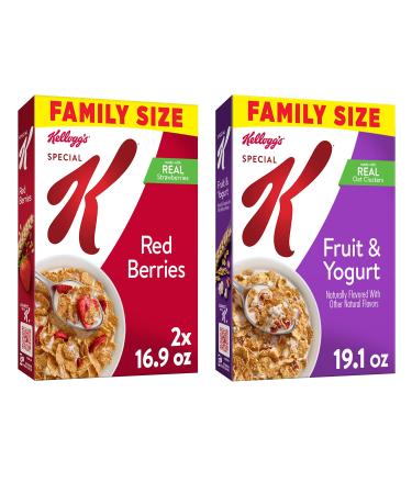 Kellogg's Special K Breakfast Cereal, Variety Pack, Red Berries, 16.9 oz Box (2 Boxes) and Fruit and Yogurt, 19.1 oz Box (1 Box) Red Berries/Fruit and Yogurt 3 Count (Pack of 1)
