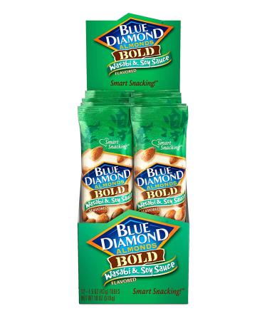 Blue Diamond Almonds Bold Wasabi & Soy 1.5oz (Pack of 12) - Spicy Snack Almonds - Buy Online on SooperMarket.com