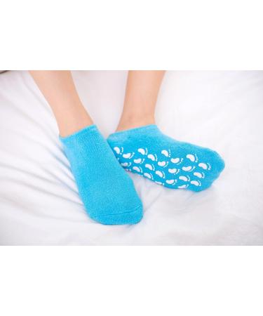 Veewon Moisturizing Gel Socks - Spa Quality with Vitamin E & Oil for Repairing Dry Skin | 2 Pairs Blue & Pink - Buy Online on SooperMarket.com