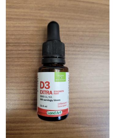 Certified Organic Vitamin D3 (490 Drops/Servings) - Extra Strength - 2500 IU Per Drop - Immune System Support - GMO Free - Gluten Free - Made in Canada - 13.5ml (Pack of 2) 13.5 ml (Pack of 2) - Buy Online on SooperMarket.com