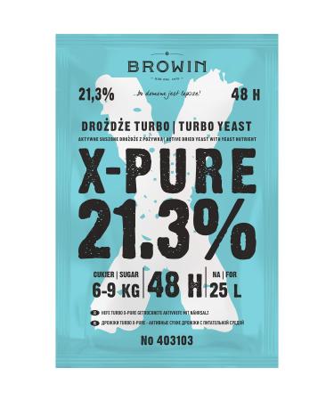 BROWIN Turbo X-Pure yeast 403103 | qualitative fermentation yeast up to 21.3% alcohol in 48h | for 25 L for 6-9 kg sugar 135 g