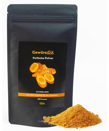 Kurkuma powder 200g of spice - premium quality finely ground |Perfect for golden milk teas & Asian cuisineSpicy flavors for soups and more |100% natural